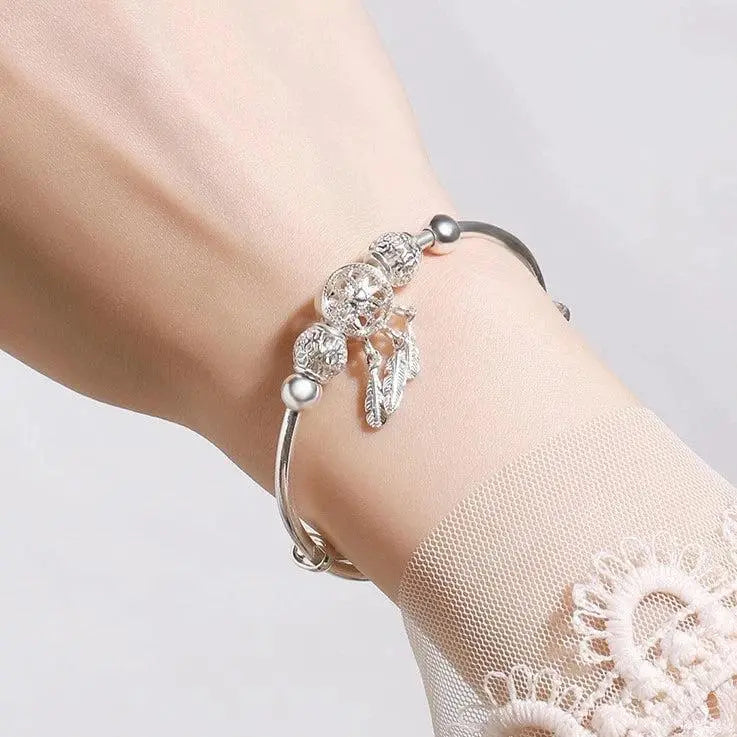 Silver Dreamcatcher Bangle Bracelet
