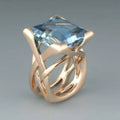 Antique Rose Gold Blue Zirconia Ring