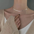 Elegant Silver Flat Necklace