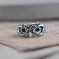 Silver Adjustable Ring with Opal and Lucky Owl Design"