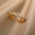Gold Plated Chain Link Crystal Ring
