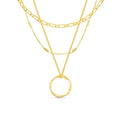 Open Circle Three Row Necklace | Gold