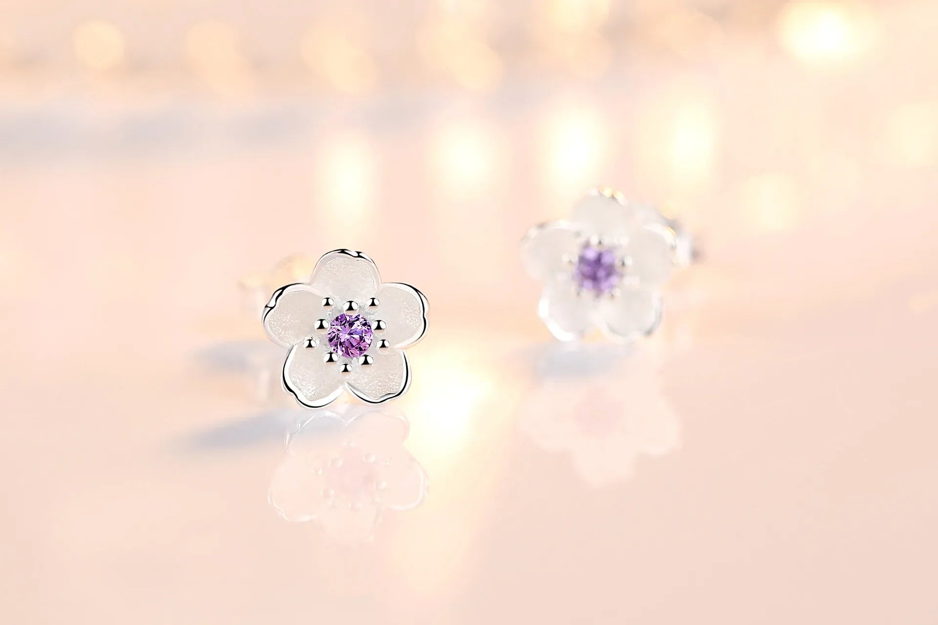 Zircon Flower Stud Earrings