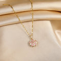 Romantic Pink Sakura Stainless Steel Necklace