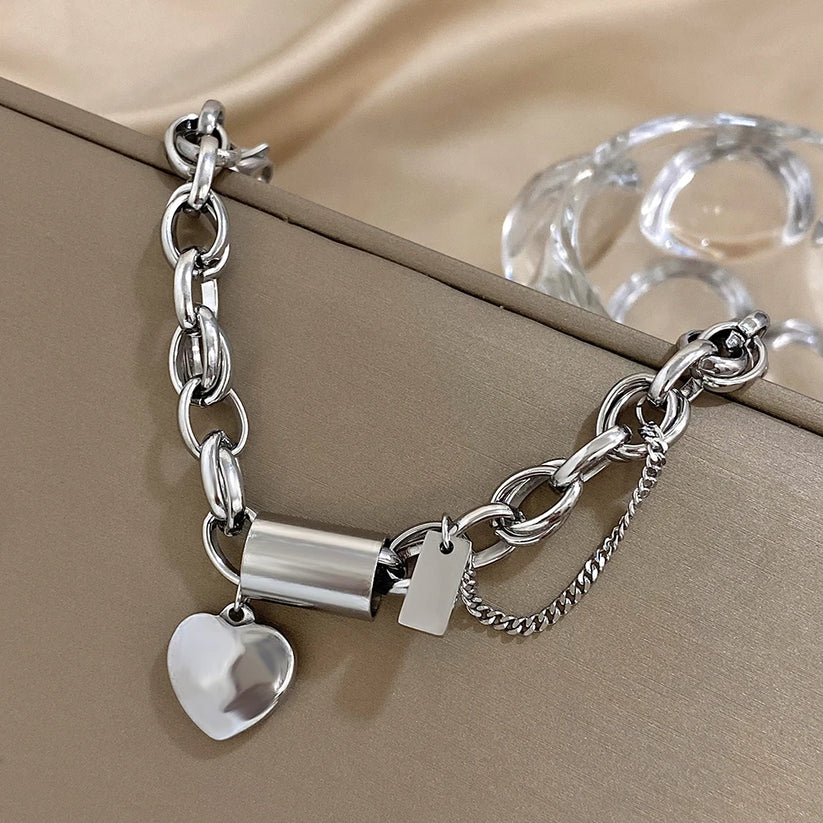 Timeless White Gold Heartened Chunky Bracelet