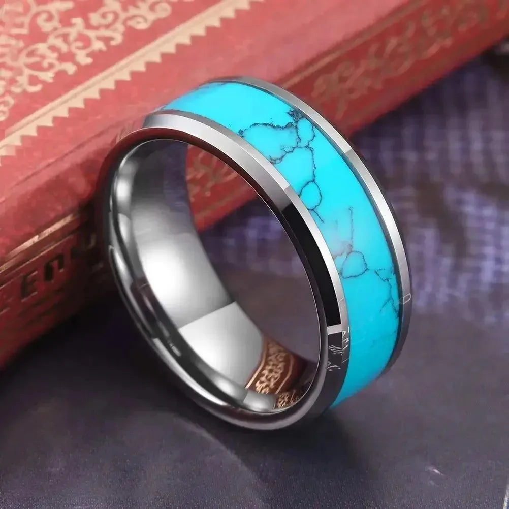 Sophisticated Stainless Steel Turquoise Ring