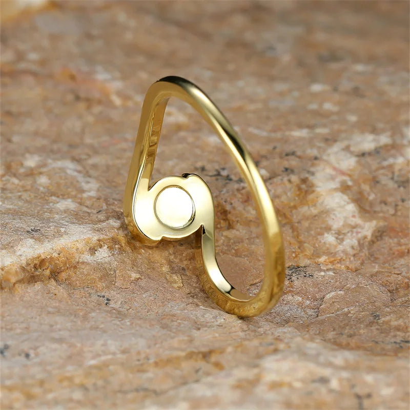 Timeless Round Rainbow White Fire Opal Ring