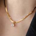Elegant Gold Rhinestone Pendant Necklace