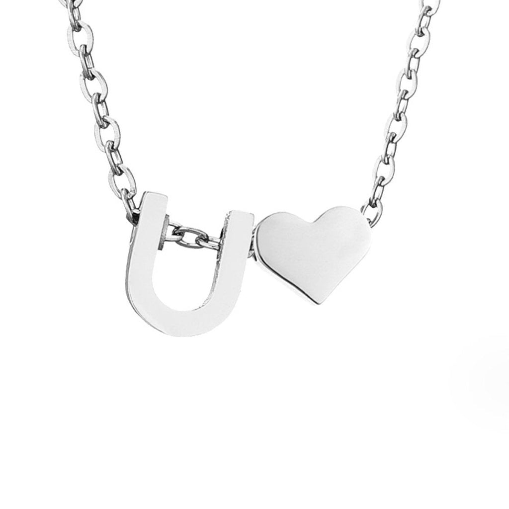 Timeless Initial Necklace with Heart Charm